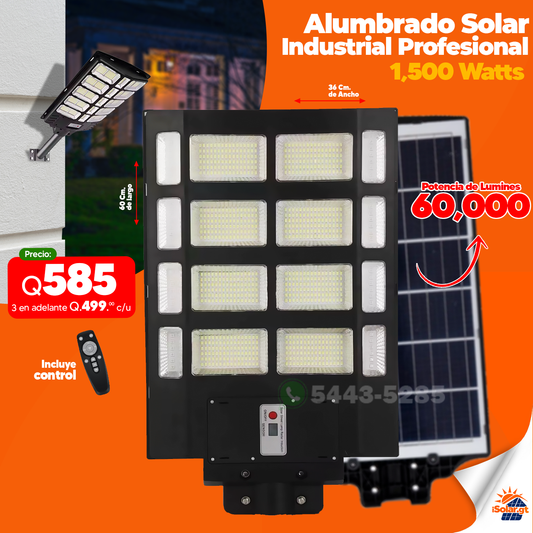 Alumbrado Solar Indrustrial de 1,500 watts