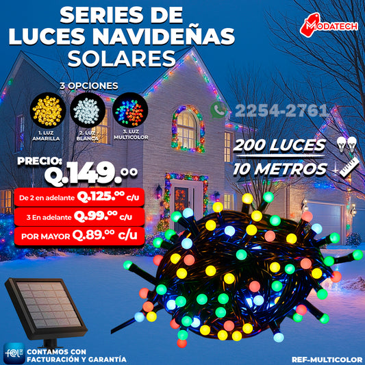 Luces Navideñas Solares 200 Luces Multicolor estilo Bolita
