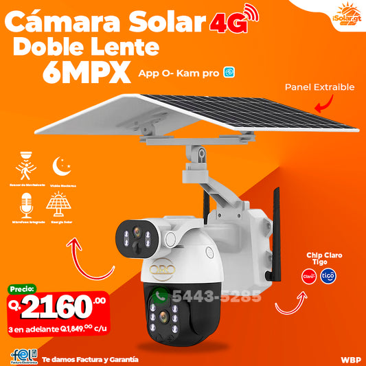 Cámara Solar con chip 4G de 6 megapixeles