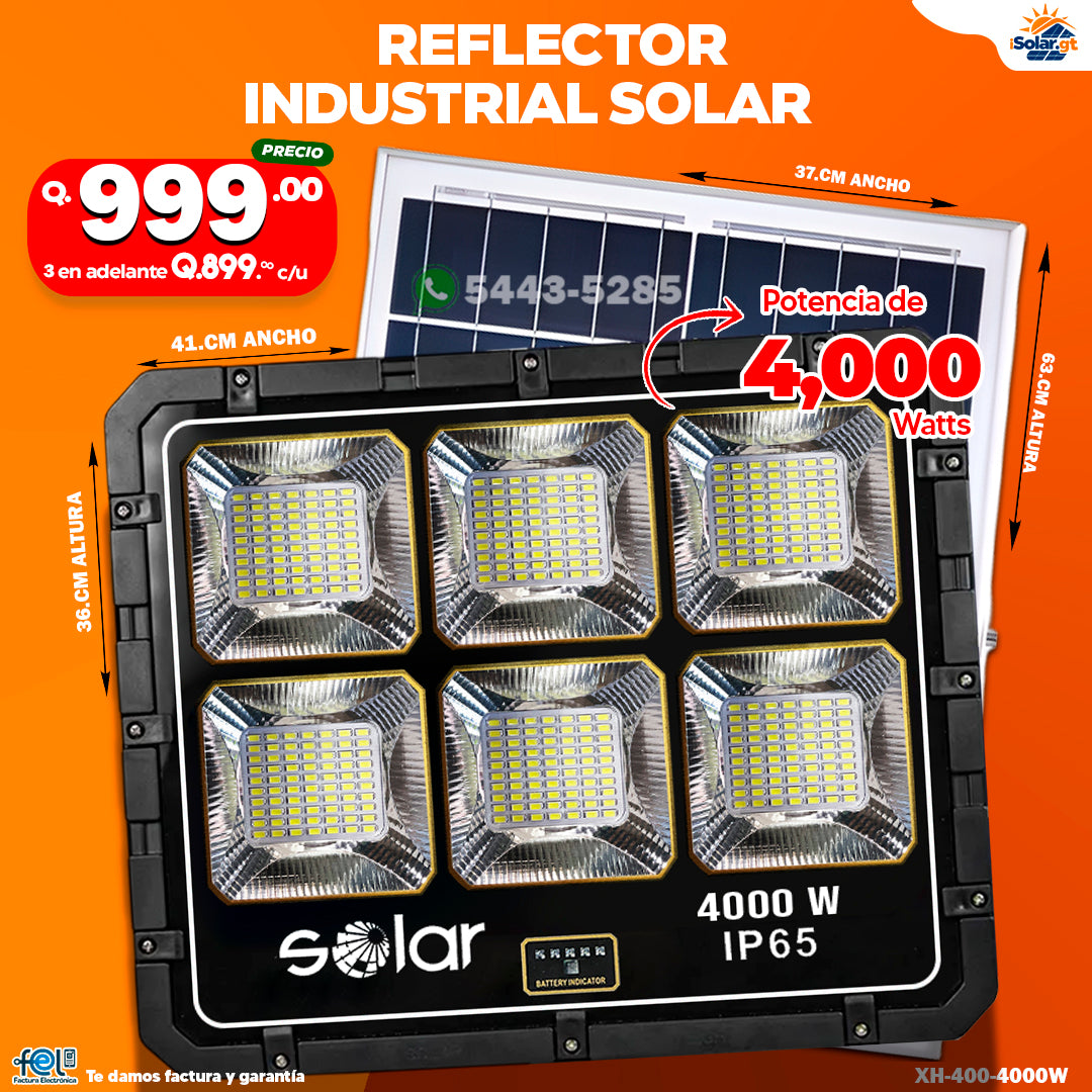 Reflector Industrial Solar de 500- 1000 -1500 -2000 - 3000 -4000 Watts, Resistente 💪🔆🌞✨🔦