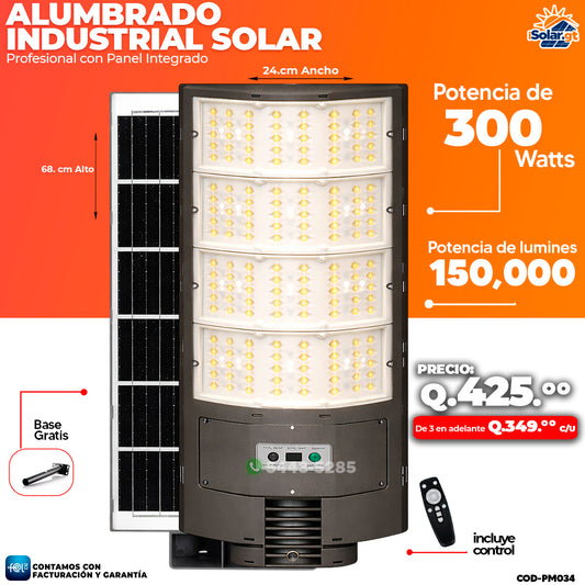 Alumbrado Solar Industrial de 300 Watts ☀️