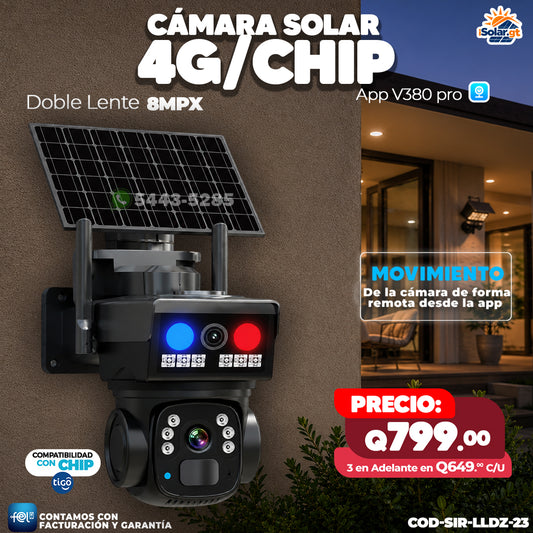 Cámara Solar 4G con Chip  – Doble Lente 8MPX  🌞🔋
