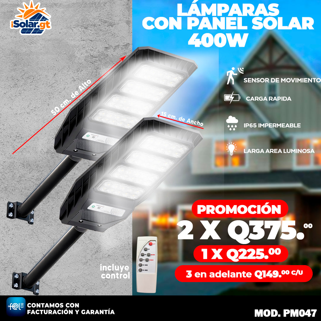 Lampara con Panel Solar de 400 Watts 🔋