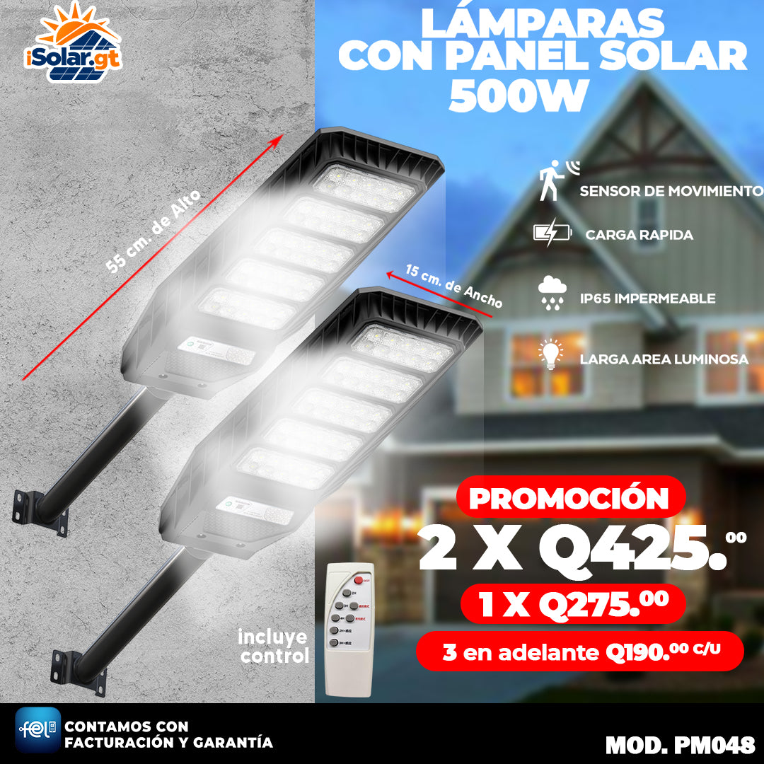 Lampara con Panel Solar de 500 Watts 🔋