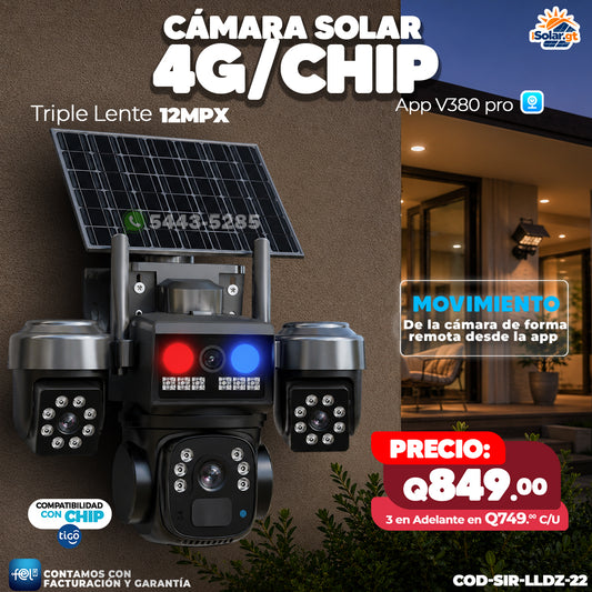 Cámara Solar Triple Lente de 8 megapixeles 🌞🔋