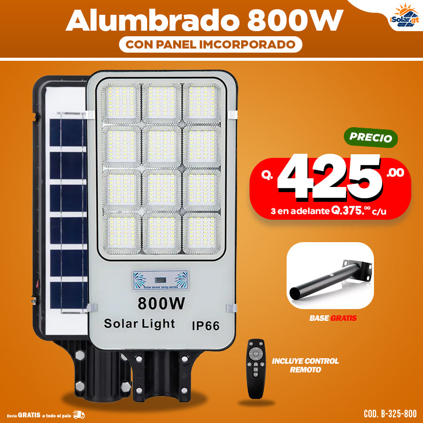 Alumbrados Solares Profesionales Industriales con Panel solar 800 watts