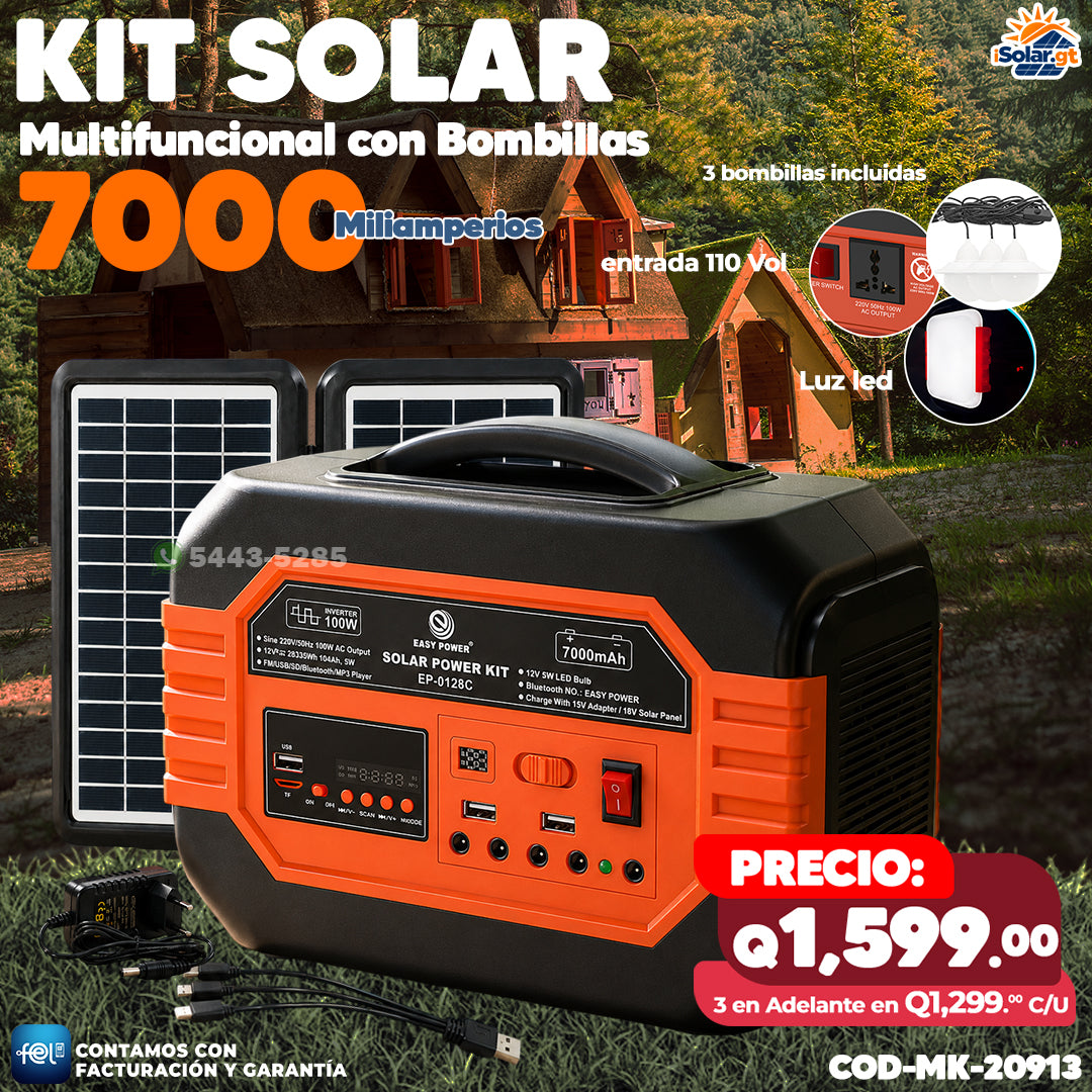 Kit Solar de 7000 Mah Multifuncional con bombillas 💡💡