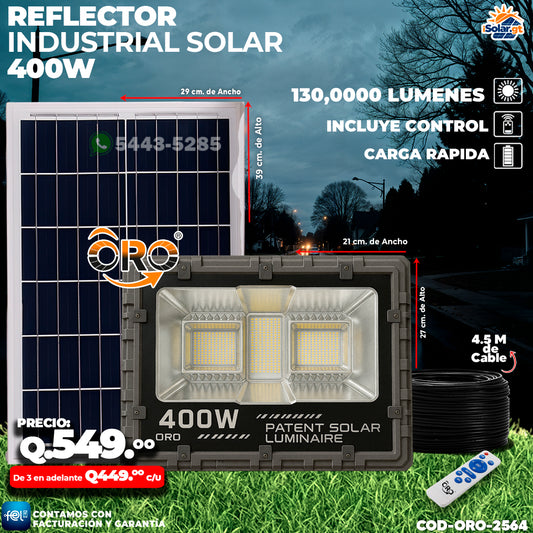 ☀️ Reflector Industrial Solar de 400 Watts - ORO ☀️