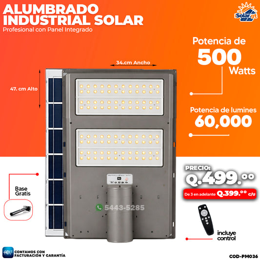 Alumbrado Solar Industrial de 500 Watts ☀️