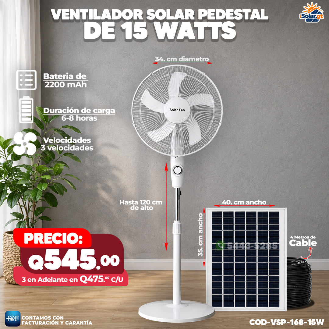 🌬️ Ventilador Solar Pedestal de 15W