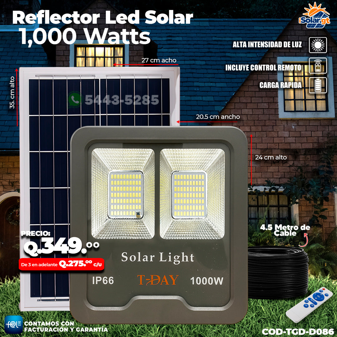 Reflector Profecional Led de Vidrio 1,000 watts 🌙.