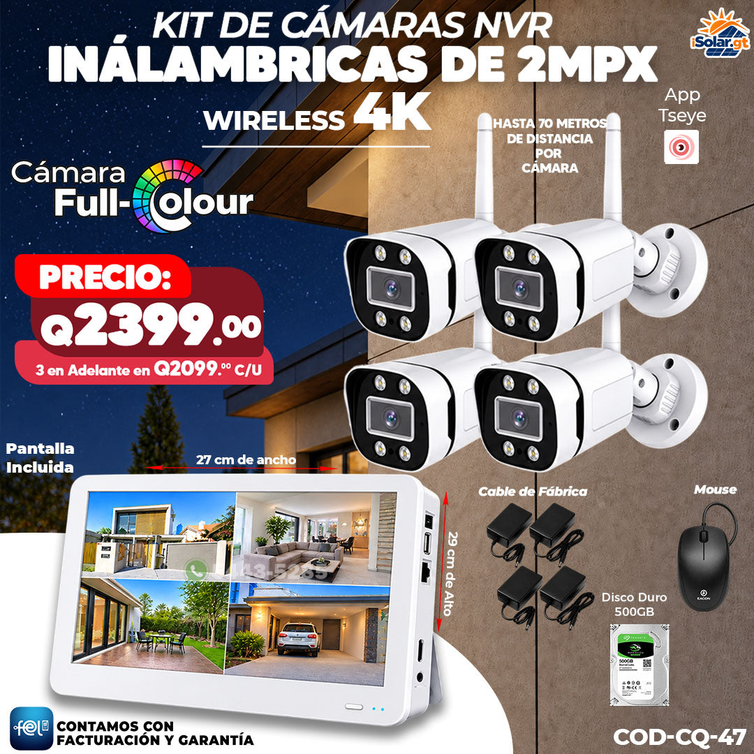 📹📡 Kit NVR Inalámbrico 4 Cámaras 2MPX | Wireless 4K 📺