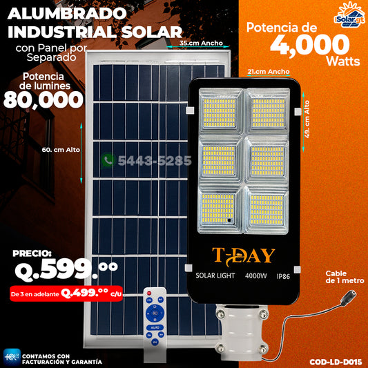 Alumbrado Solar Profesional con Panel Independiente de 4,000 Watts 🎇🎇🎇