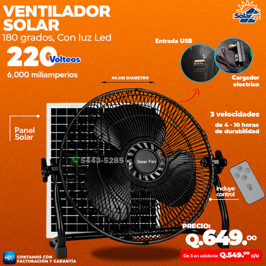 Ventilador Solar de 6,000 Miliamperios 🌬️