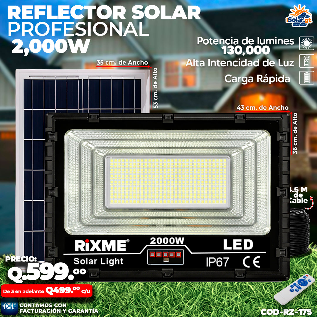 Reflector Solar 2,000 watts 🔋
