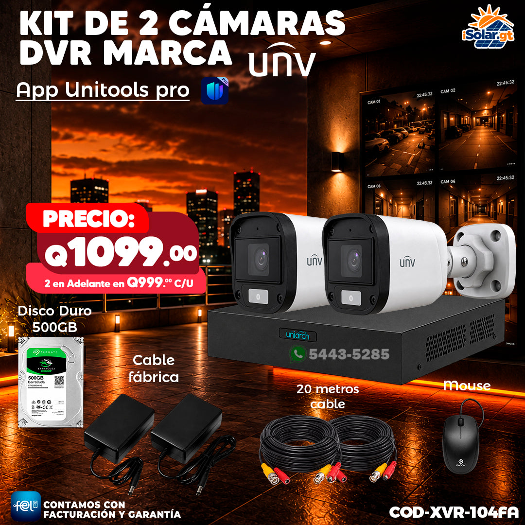 🎥📹 Kit XVR de 2 Cámaras UNV