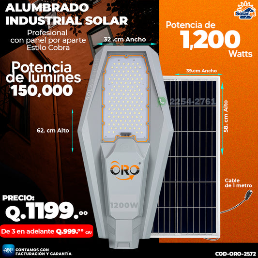 💡 Alumbrado Solar Profesional Estilo Cobra de 1,200 Watts 💡