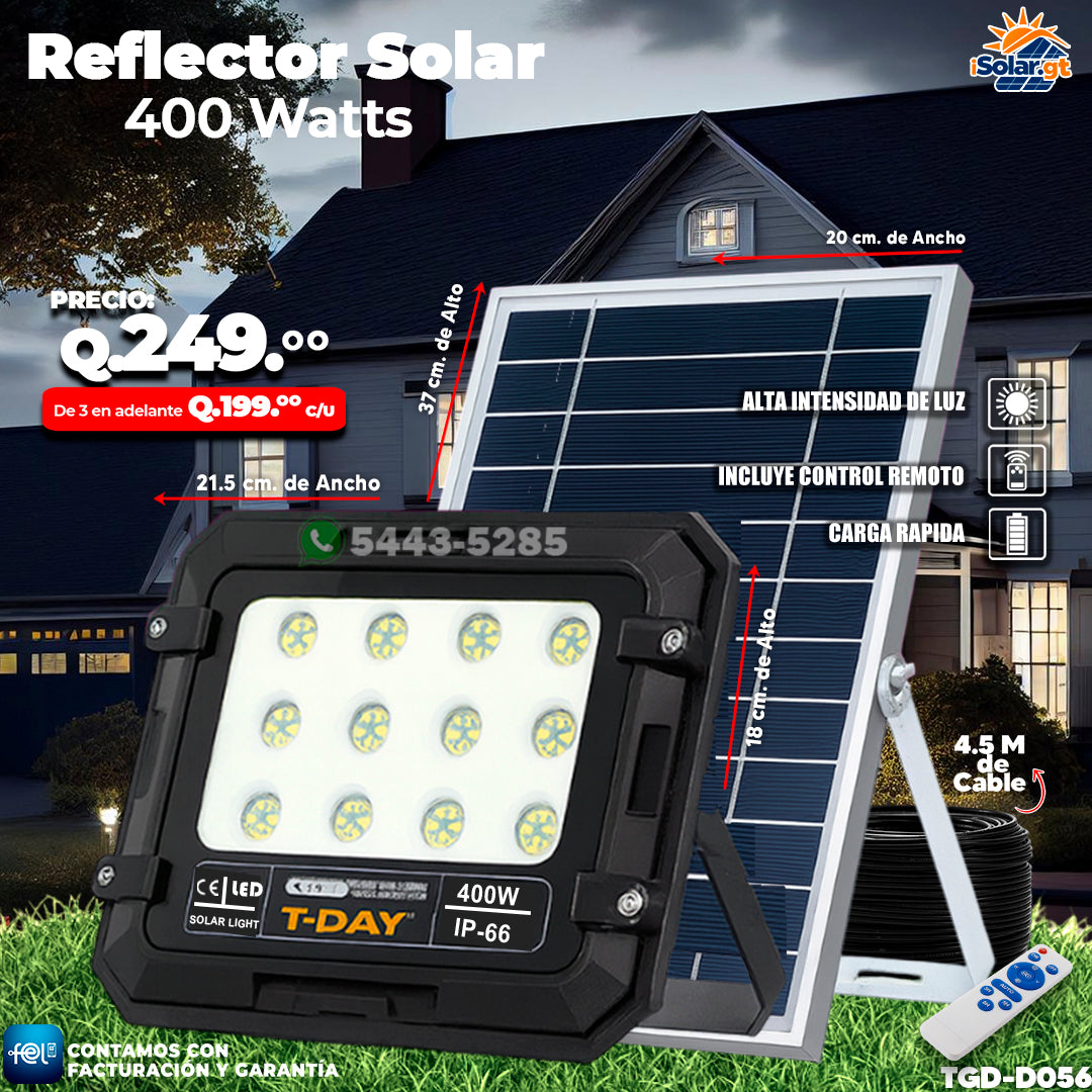 Reflector Profecional Solar 400 watts 🌙