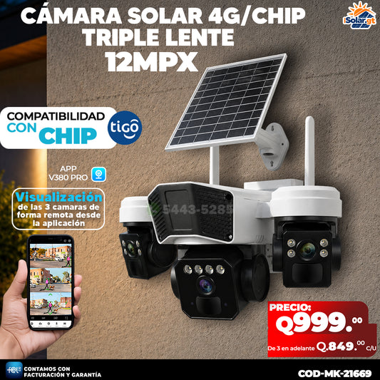 Cámara Solar Triple Lente 12MPX 4G ☀️