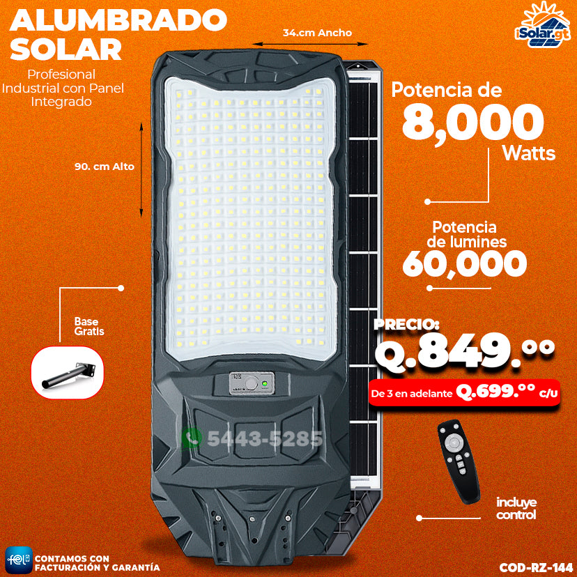 Alumbrado Solar Industrial Antibandalico - 8,000 WATTS 🌞💡