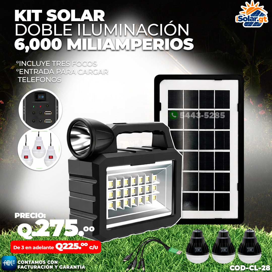Kit Solar de Doble Iluminación de 6,000 mah 🔋☀️