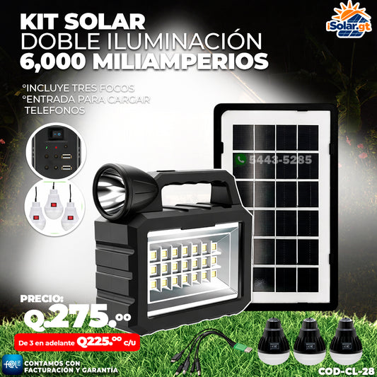 Kit Solar de Doble Iluminación de 6,000 mah 🔋☀️