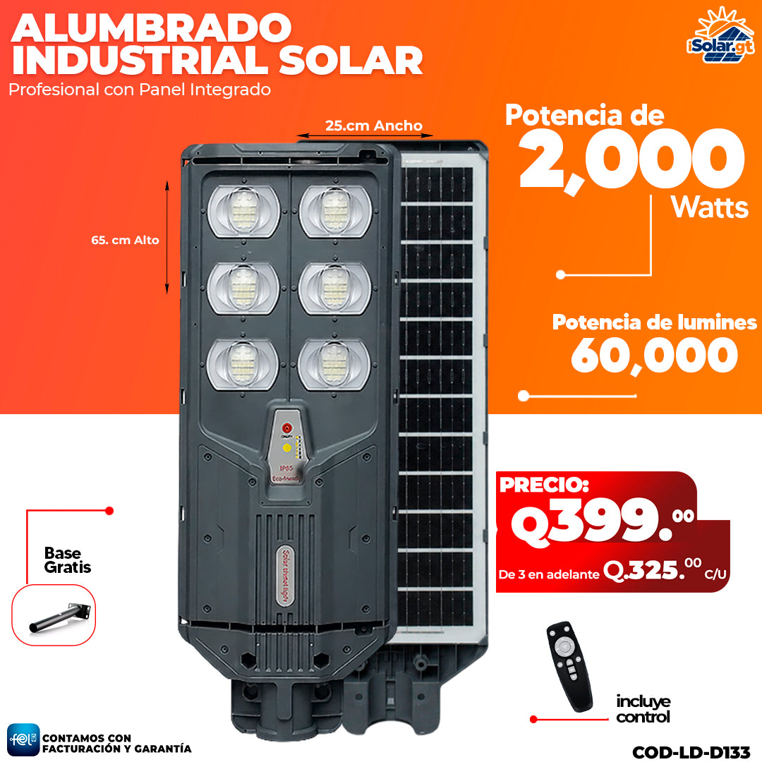 Alumbrado Solar Industrial de 2,000 Watts ☀️