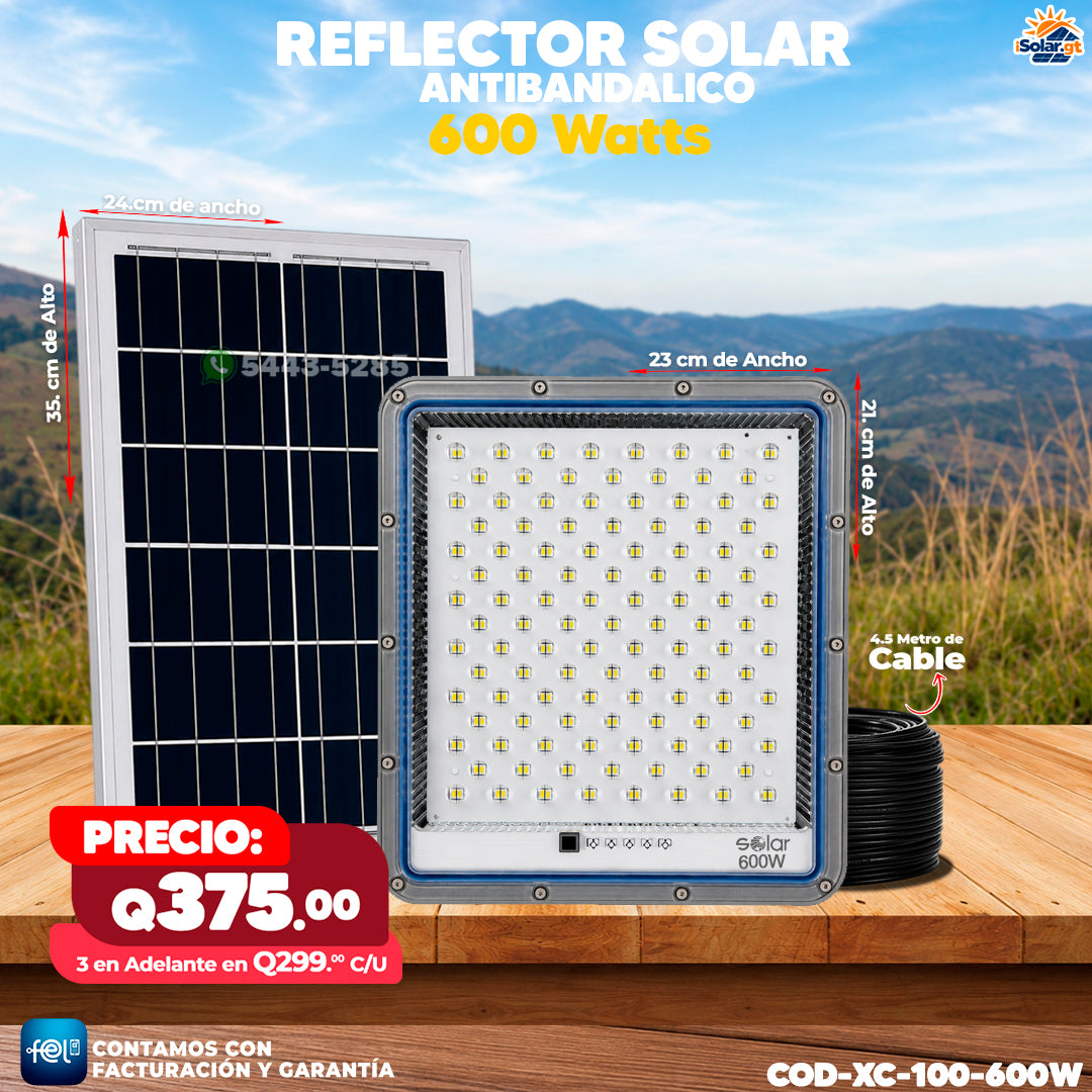 Reflector Solar Antivandálico de 600W 🔆🔆