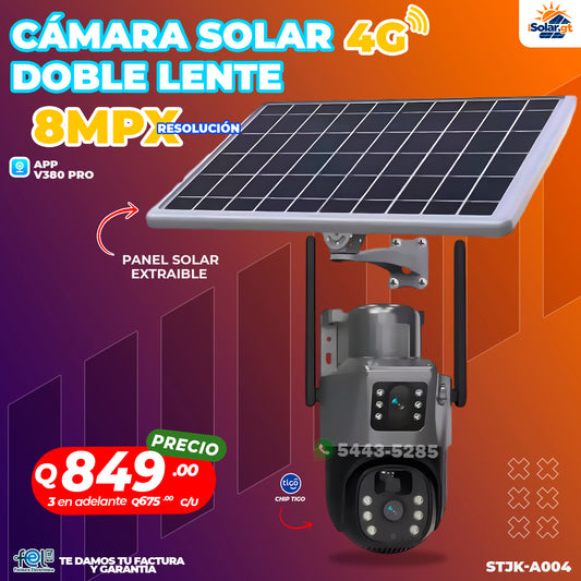 📹☀️ Cámara Solar 4G Doble Lente – 8MPX (Alta definición)
