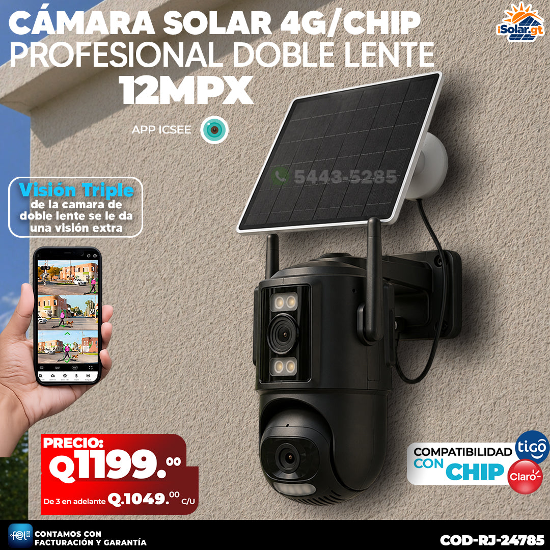 Cámara Profesional Solar 4G 12 Megapixeles 🌧️☀️