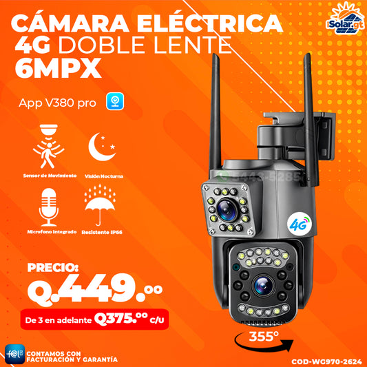 Cámara Electrica Doble Lente Chip 4G 🔥