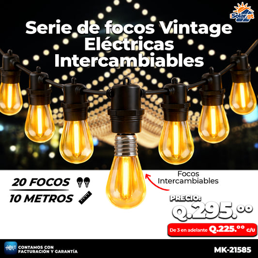 🌃🌿 LUZ VINTAGE DE 20 FOCOS | 10 METROS