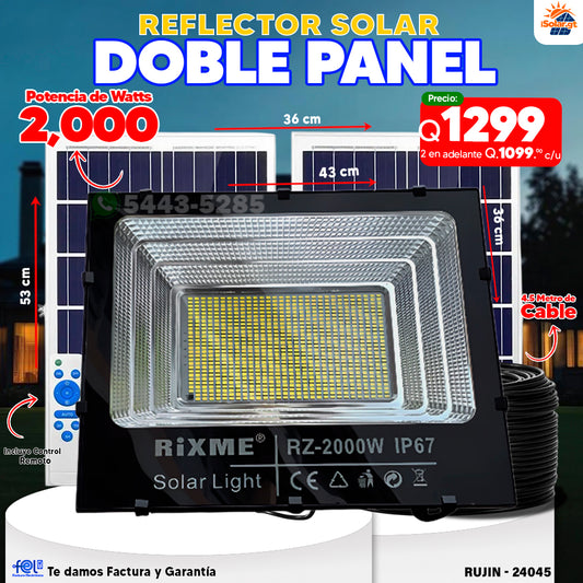 🔆 Reflector Solar Doble Panel de 2000 Watts 🔋☀️