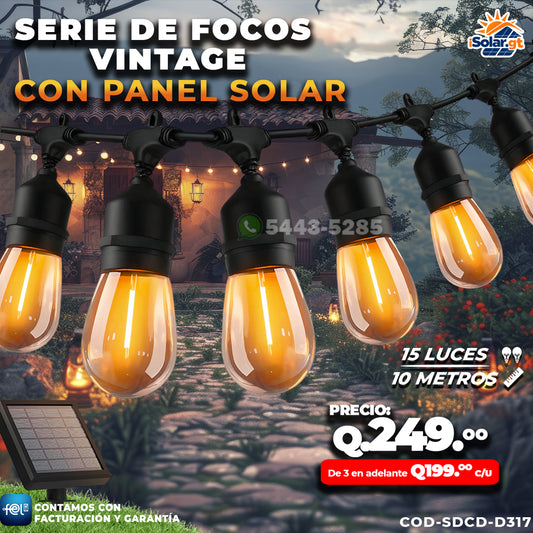 Serie de Focos Vintage de 10 metros y 15 Focos