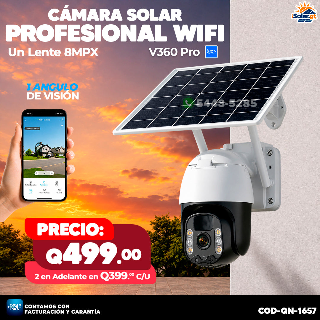 Cámara Solar Profesional Wifi de 8 MPX 🔄💾