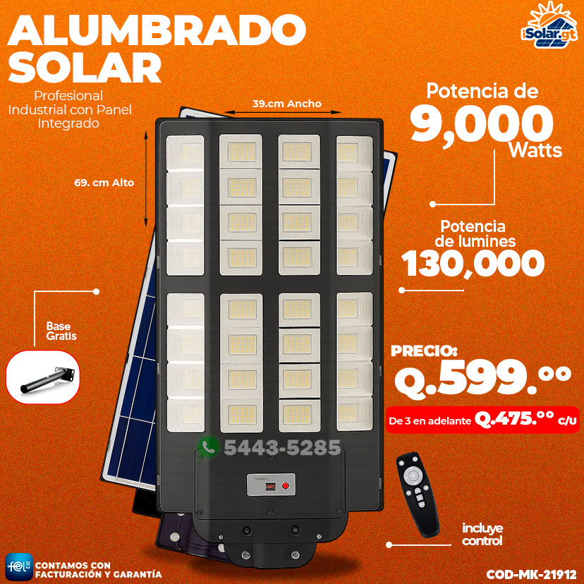 Alumbrado Solar Industrial - 9,000 WATTS 🌞💡