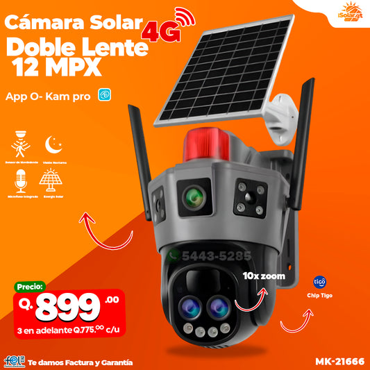 Cámara Solar 4G Doble Lente 12MPX!!
