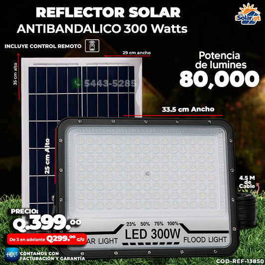 Reflector Industrial Solar Antibandálico de 300 Watts 🏗️⏳