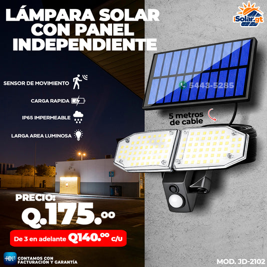 Lámpara Solar con Panel Independiente de 5 metros de Cable 🌞