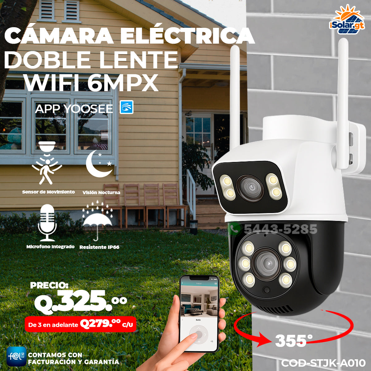 Cámara Wi-fi 2 lentes 6MPX 🌙