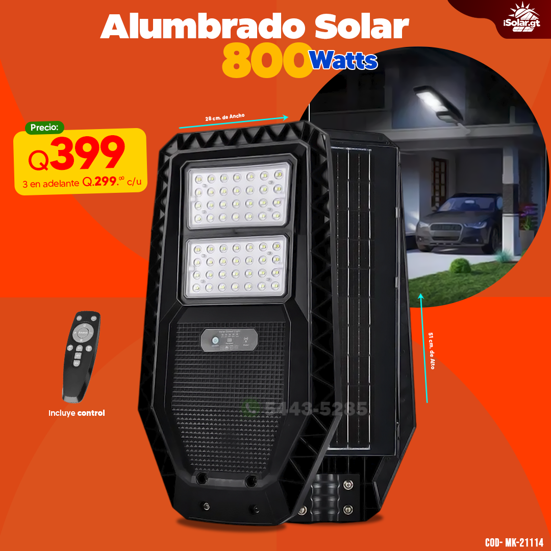 Alumbrados Solar Publico de 800 watts