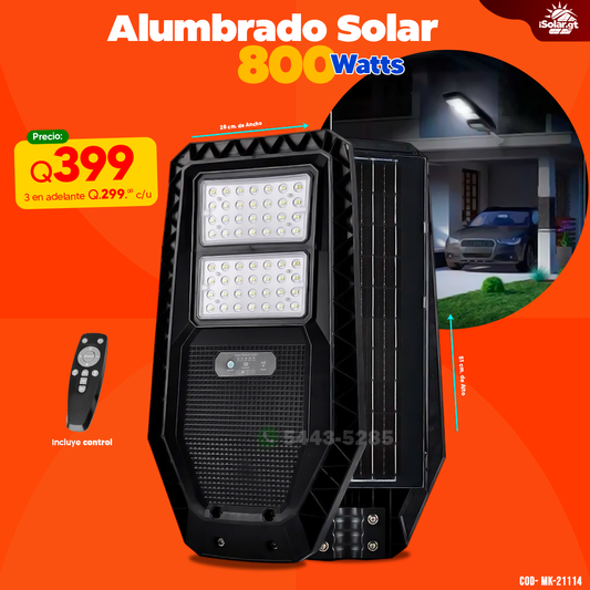 Alumbrados Solar Publico de 800 watts