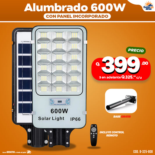 Alumbrados Solares Profesionales Industriales con Panel solar 600 watts