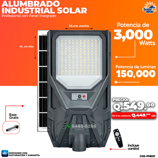 Alumbrado Solar Industrial de 3,000 Watts ☀️☀️