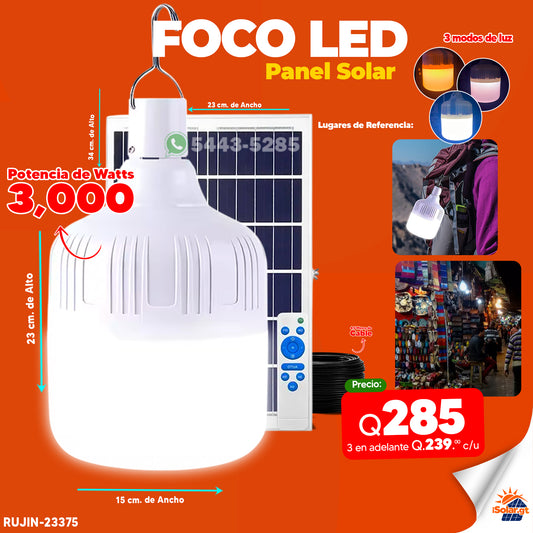 FOCO SOLAR LED 3000 watts 🔋