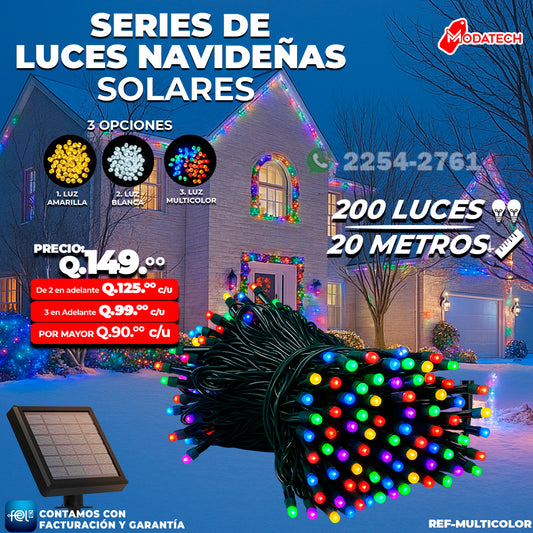 Luces Navideñas Solares 200 Luces color Multicolor