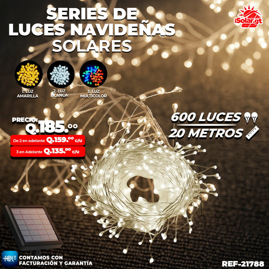 Luz Navideña color Blanco de 600 Luces/ 20 Metros 🎇✨