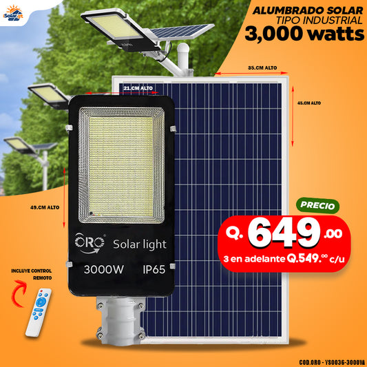 Alumbrado Solar Tipo Industrial 3000 watts