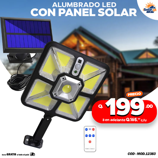 Alumbrado con led COB y panel solar con cable de 5 mt