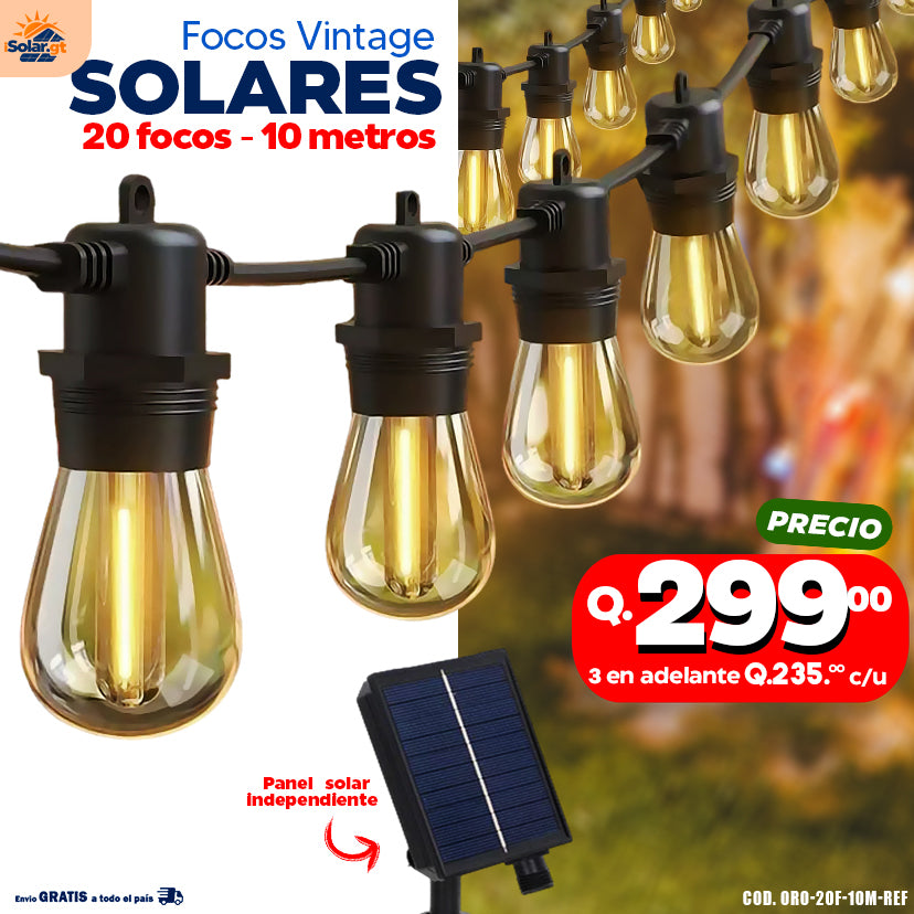 Focos Vintage Solares de 10 y 20 focos